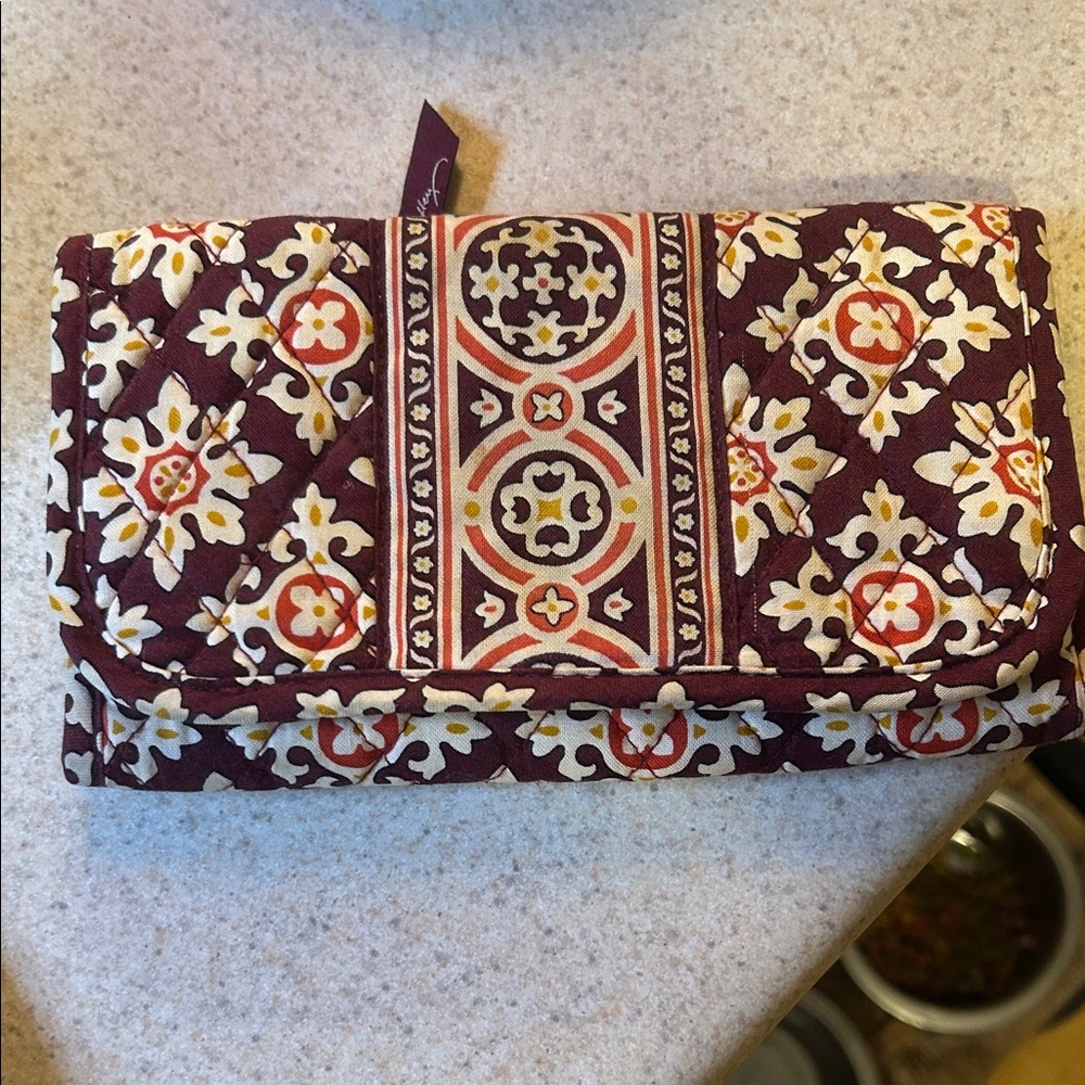 Vera Bradley Burgundy and Cream Patterned Wallet